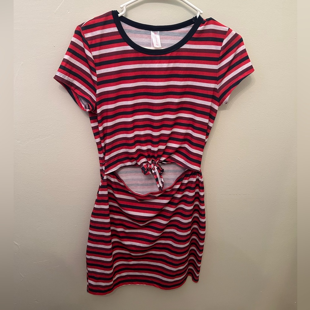 No Boundaries Red and Black Striped Dress